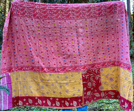 Roses Are Red Kantha Quilt