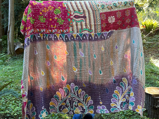 Floral+Batik So Sweet Kantha Quilt