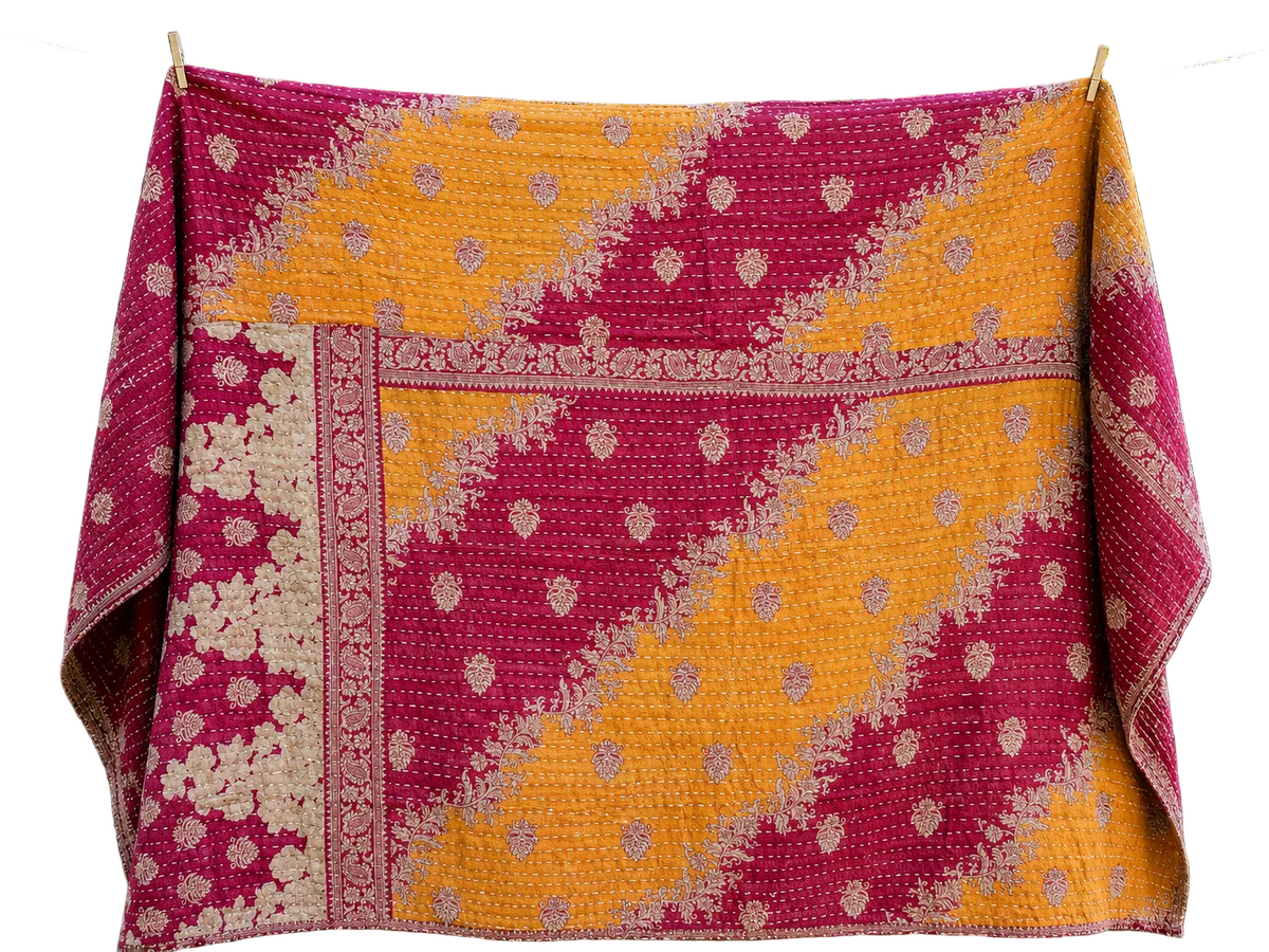 In Full Bloom Kantha Quilt