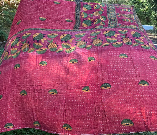 Here Fishy Fishy Kantha Quilt