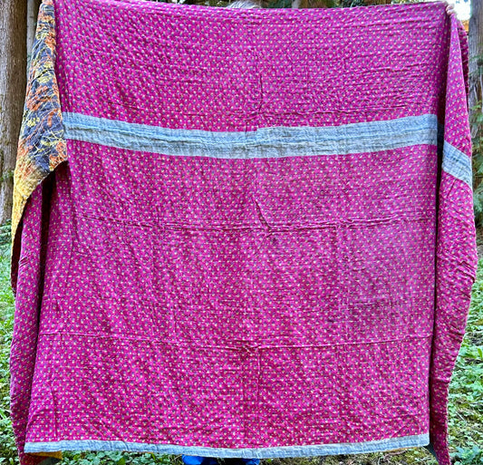 Tulip Fields Kantha Quilt