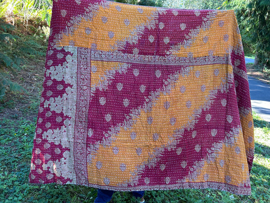 Sweet Floral Kantha Quilt