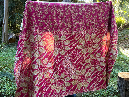 Floral+Batik So Sweet Kantha Quilt