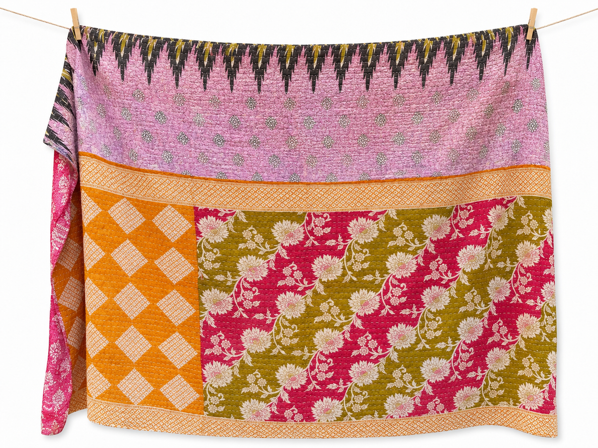 Pink-ey Promise Kantha Quilt