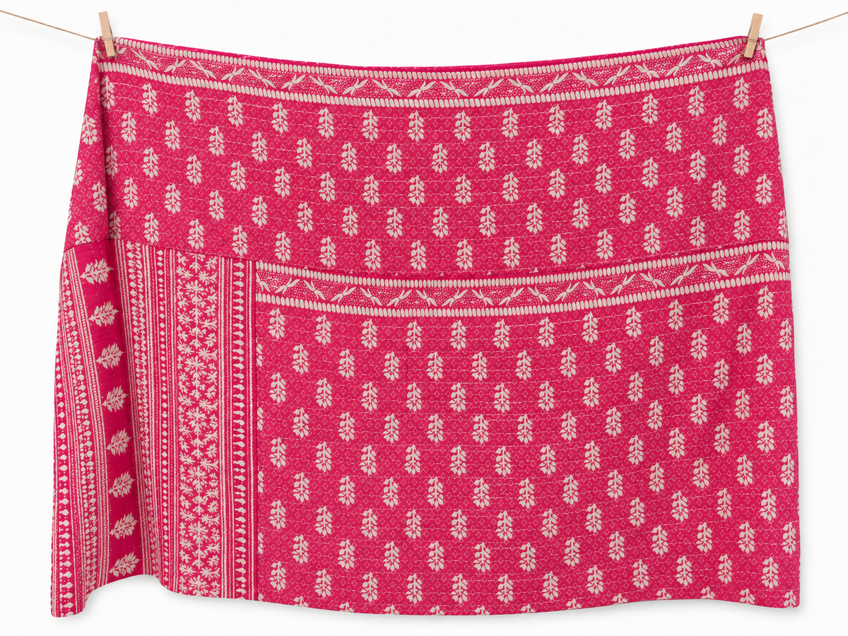 Pink-ey Promise Kantha Quilt